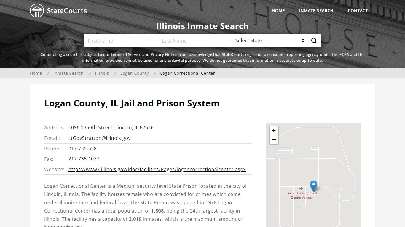 Logan Correctional Center Inmate Records Search, Illinois - StateCourts