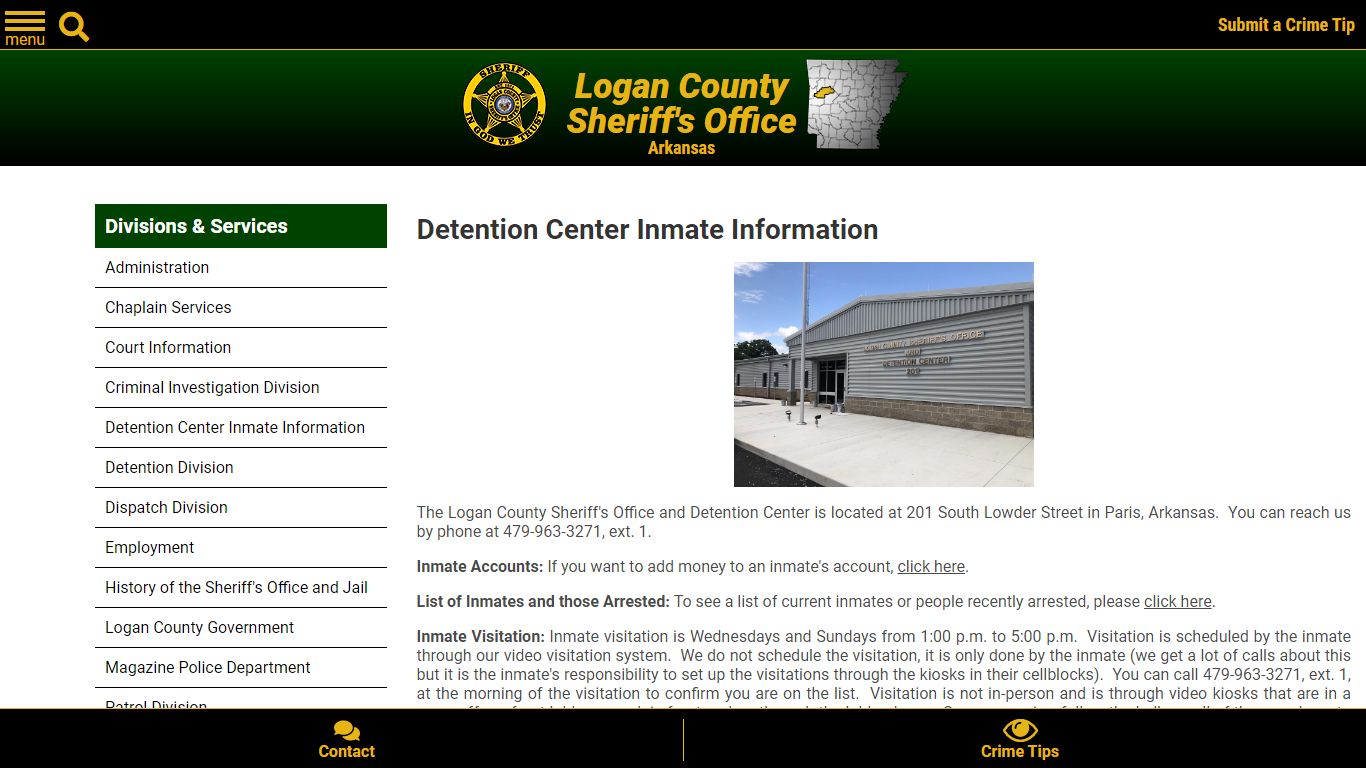 Detention Center Inmate Information - Logan County Sheriff's Office